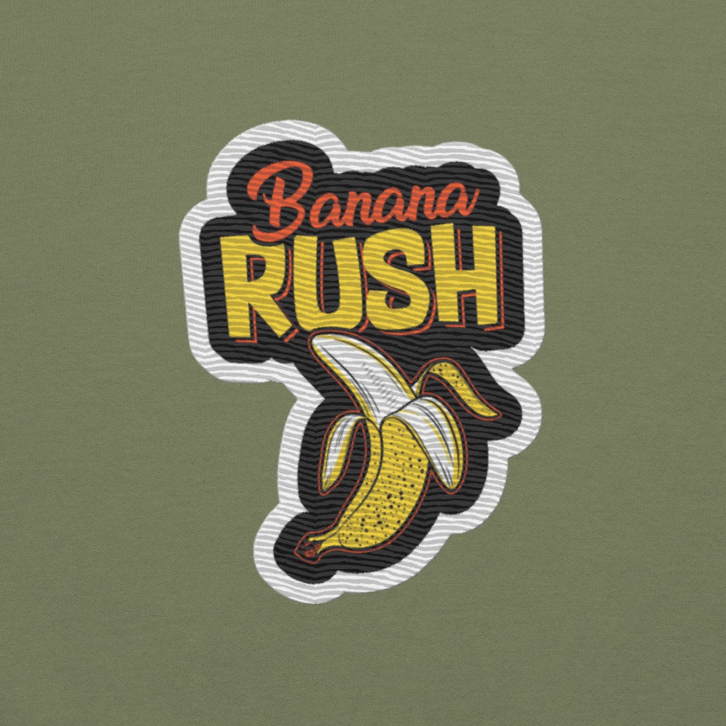 Hoodie with Banana Rush Sticker Design – Embroidered